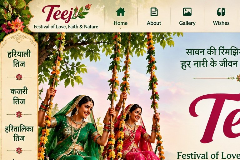 Teej festival greenery and swings
